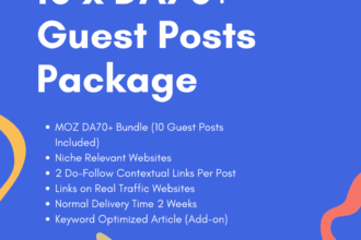 DA 70 Guest Posting Package - 10 Guest Posts Included