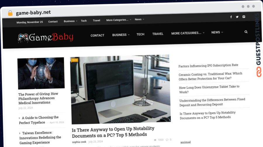 Publish Guest Post on game-baby.net