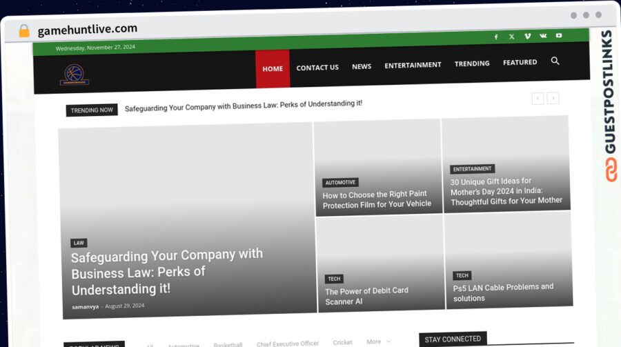 Publish Guest Post on gamehuntlive.com