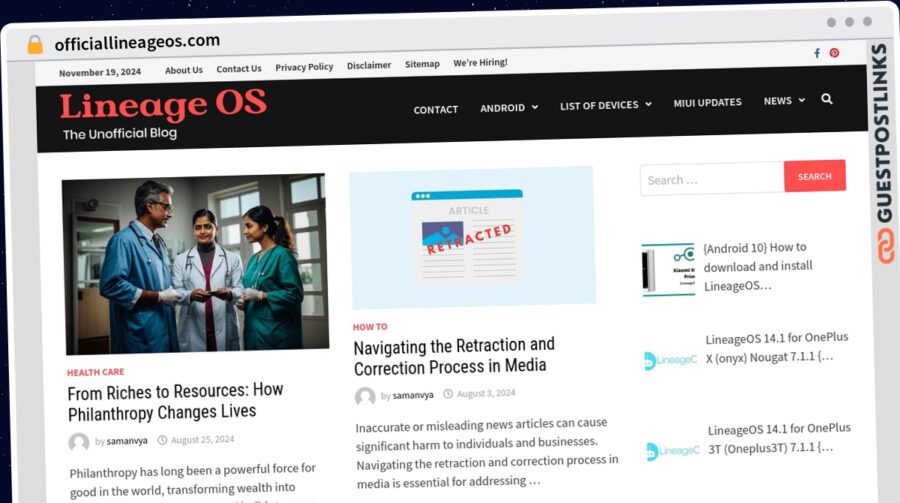 Publish Guest Post on officiallineageos.com