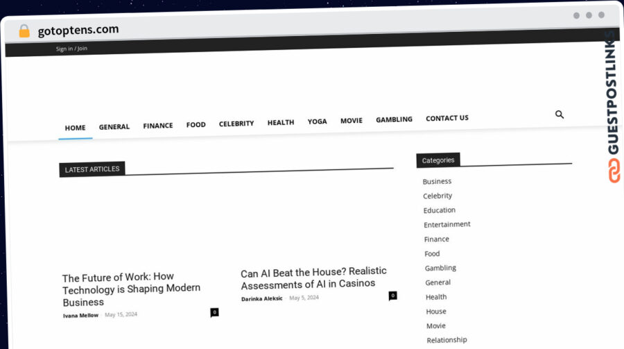 Publish Guest Post on gotoptens.com