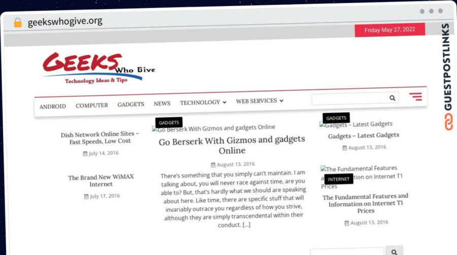 Publish Guest Post on geekswhogive.org