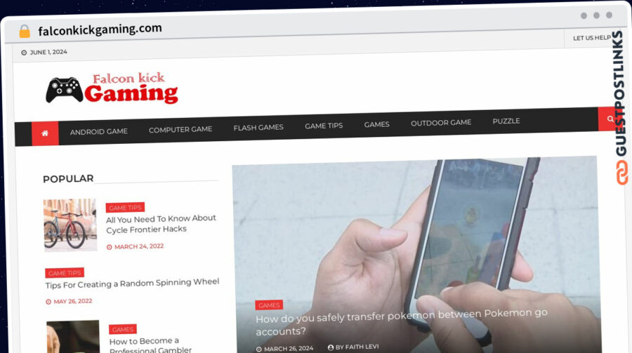 Publish Guest Post on falconkickgaming.com