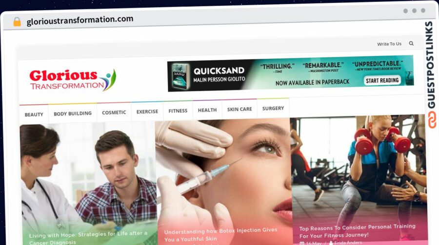Publish Guest Post on glorioustransformation.com