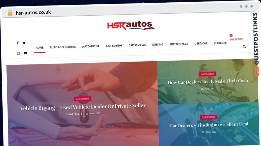 Publish Guest Post on hsr-autos.co.uk