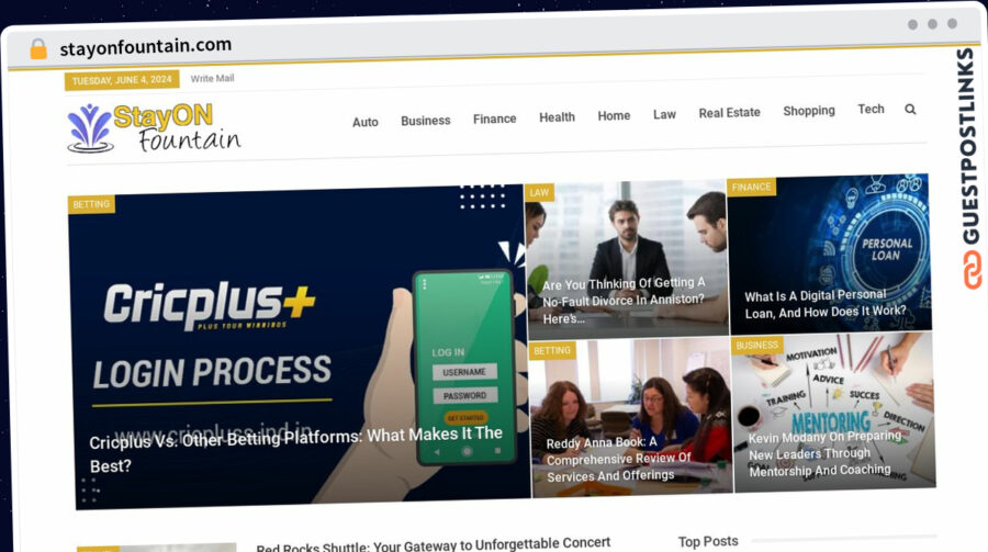 Publish Guest Post on stayonfountain.com