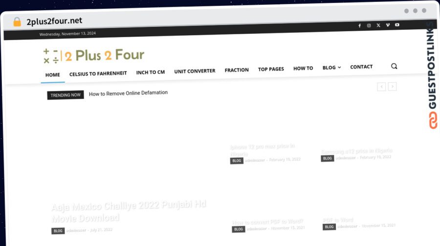 Publish Guest Post on 2plus2four.net