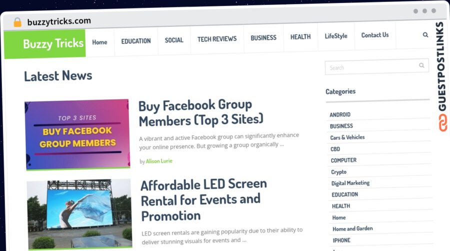 Publish Guest Post on buzzytricks.com