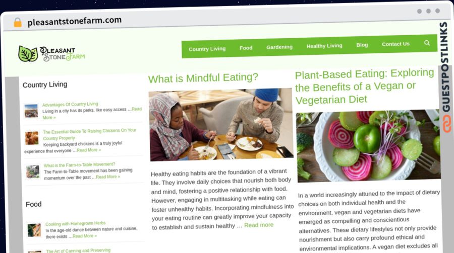 Publish Guest Post on pleasantstonefarm.com