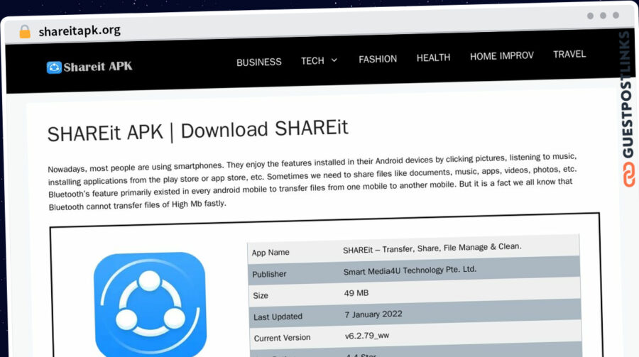 Publish Guest Post on shareitapk.org