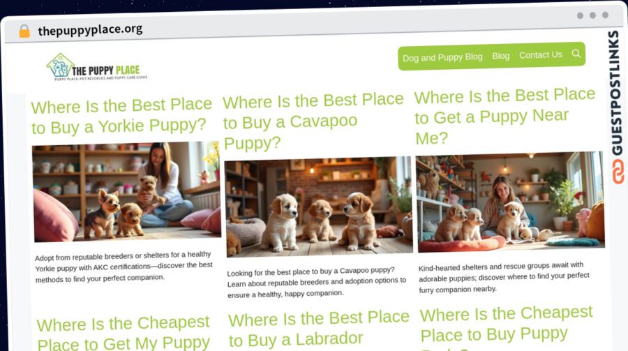 Publish Guest Post on thepuppyplace.org