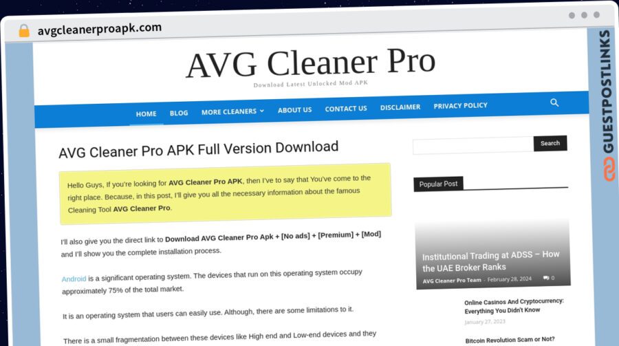 Publish Guest Post on avgcleanerproapk.com