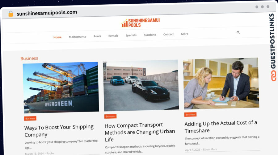 Publish Guest Post on sunshinesamuipools.com