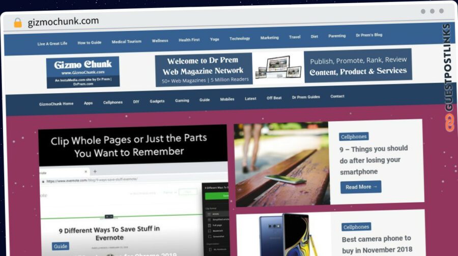 Publish Guest Post on gizmochunk.com