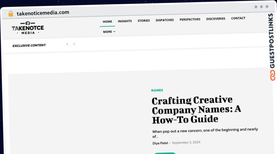 Publish Guest Post on takenoticemedia.com