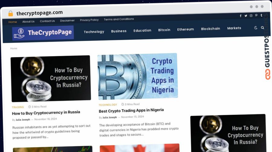 Publish Guest Post on thecryptopage.com