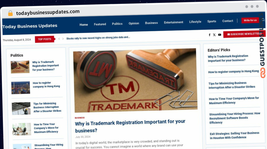 Publish Guest Post on todaybusinessupdates.com