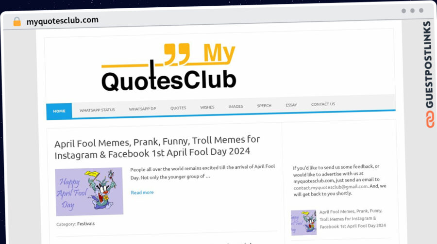 Publish Guest Post on myquotesclub.com