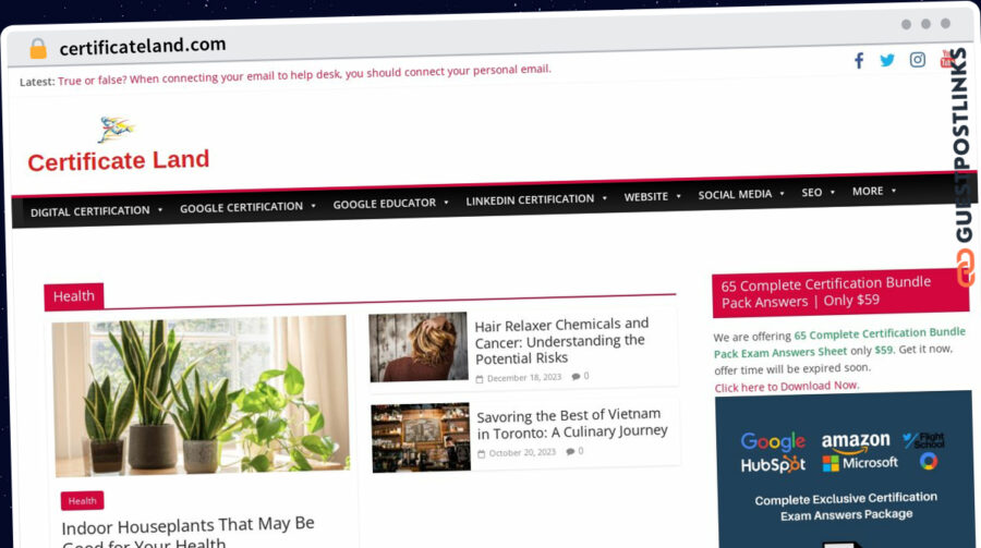 Publish Guest Post on certificateland.com