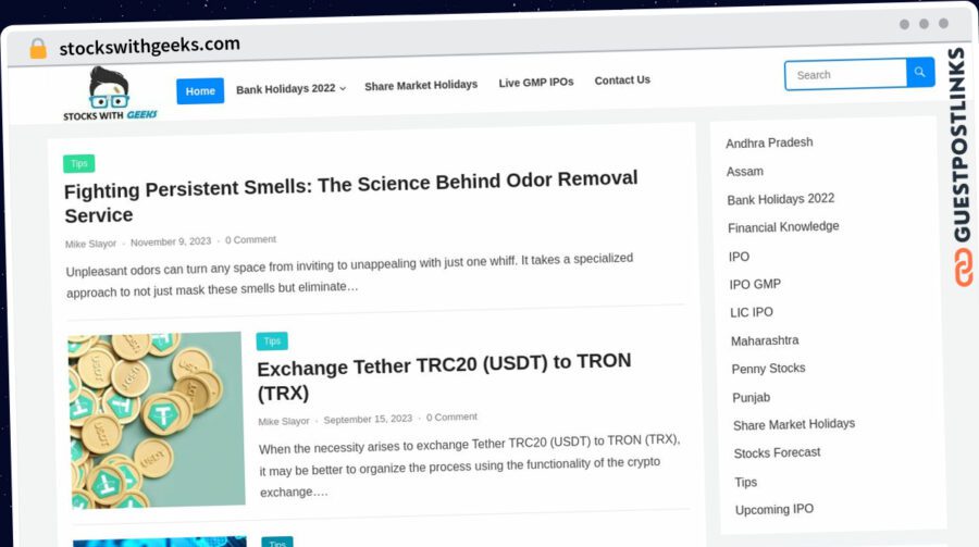 Publish Guest Post on stockswithgeeks.com