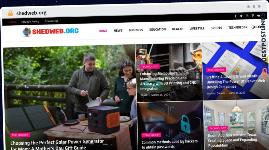 Publish Guest Post on shedweb.org