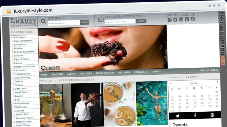 Publish Guest Post on luxurylifestyle.com