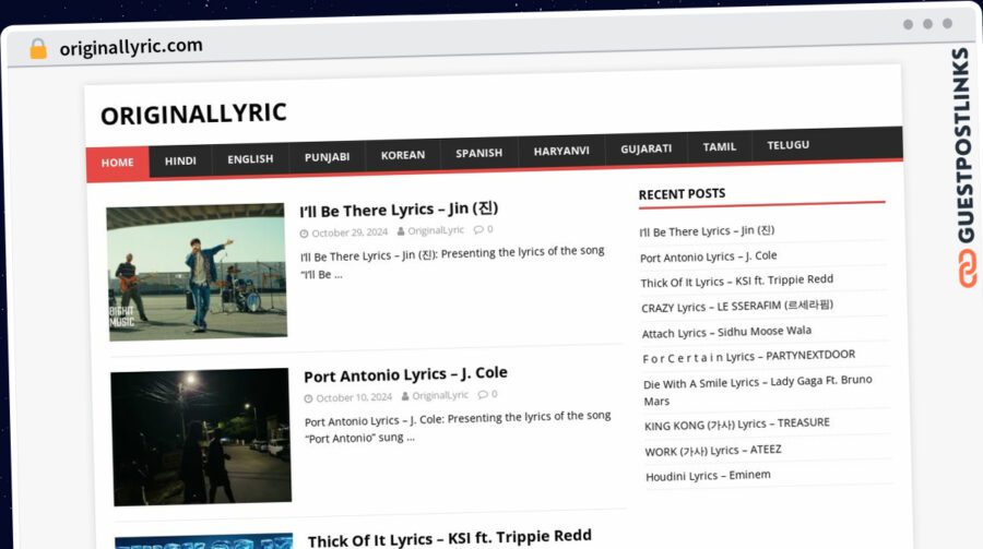 Publish Guest Post on originallyric.com