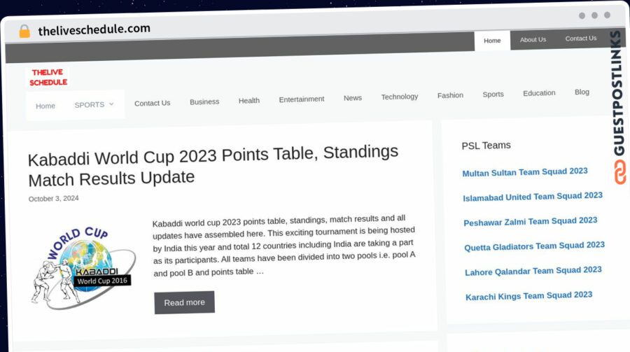Publish Guest Post on theliveschedule.com