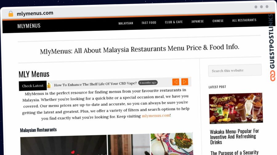 Publish Guest Post on mlymenus.com