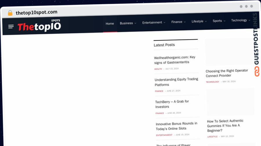 Publish Guest Post on thetop10spot.com