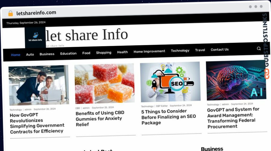 Publish Guest Post on letshareinfo.com