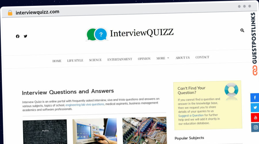 Publish Guest Post on interviewquizz.com