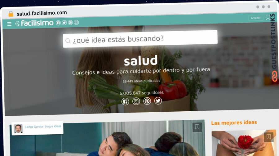 Publish Guest Post on salud.facilisimo.com