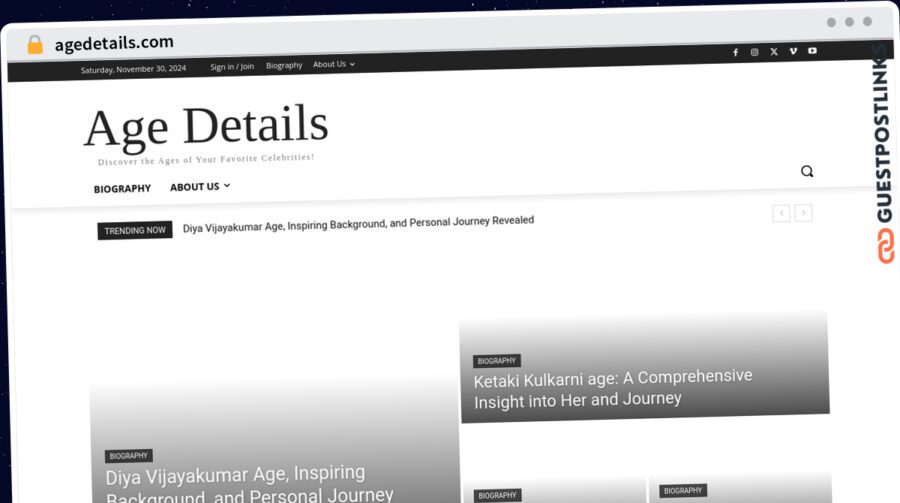 Publish Guest Post on agedetails.com