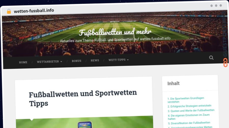 Publish Guest Post on wetten-fussball.info